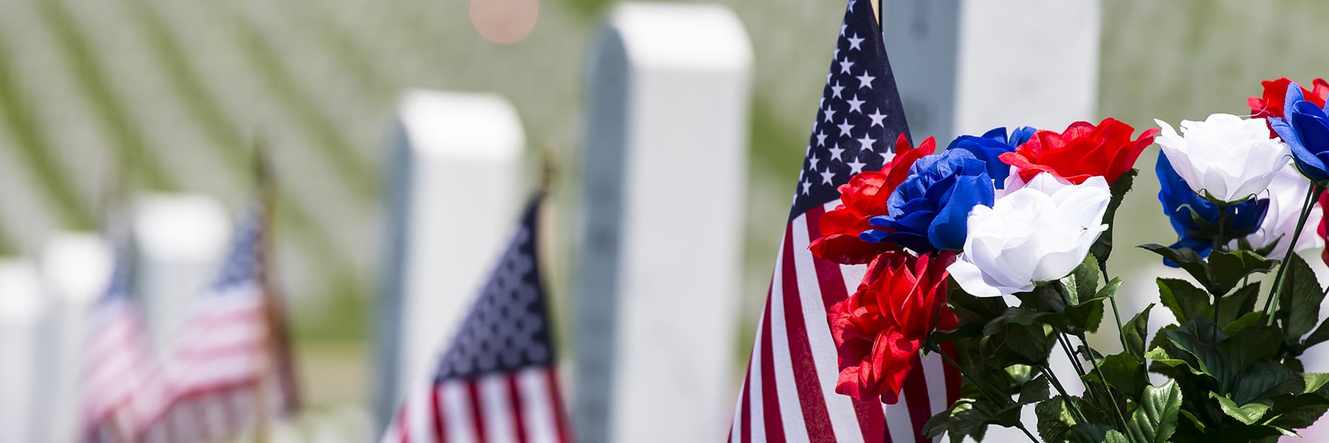 veterans cemetery memorial celebration with American Flag